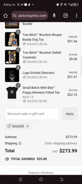 Gold25 coupon verification screenshot