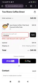 YAYMOM coupon verification screenshot