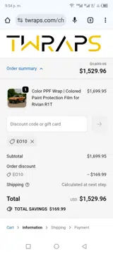 TWRAPS coupon verification screenshot