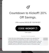 KICKOFF coupon verification screenshot