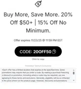 20OFF50 coupon verification screenshot