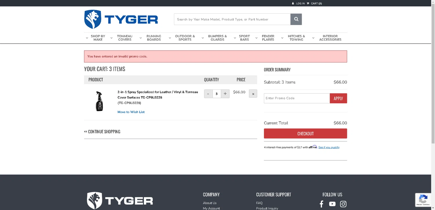 TYGER Auto promo code screenshot showing code welcome10 applied at TYGER Auto checkout page. Uploaded by SimplyCodes community member PrimeSentinel4675 on Oct 19, 2025