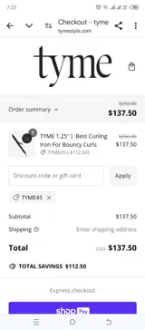 TYME45 coupon verification screenshot