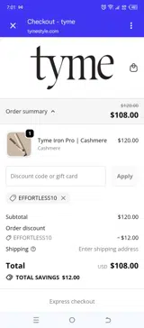 EFFORTLESS10 coupon verification screenshot