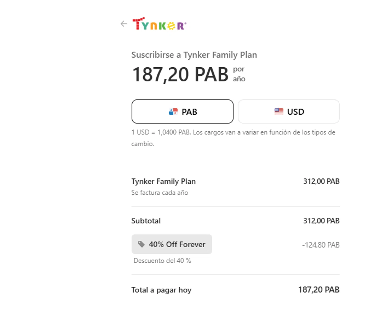 Tynker promo code screenshot showing code 40%OffF0rever applied at Tynker checkout page. Uploaded by SimplyCodes community member Mileidy on Apr 19, 2026
