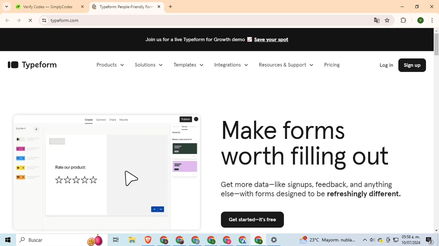 where to use Typeform promo code box