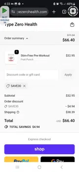 save30 coupon verification screenshot