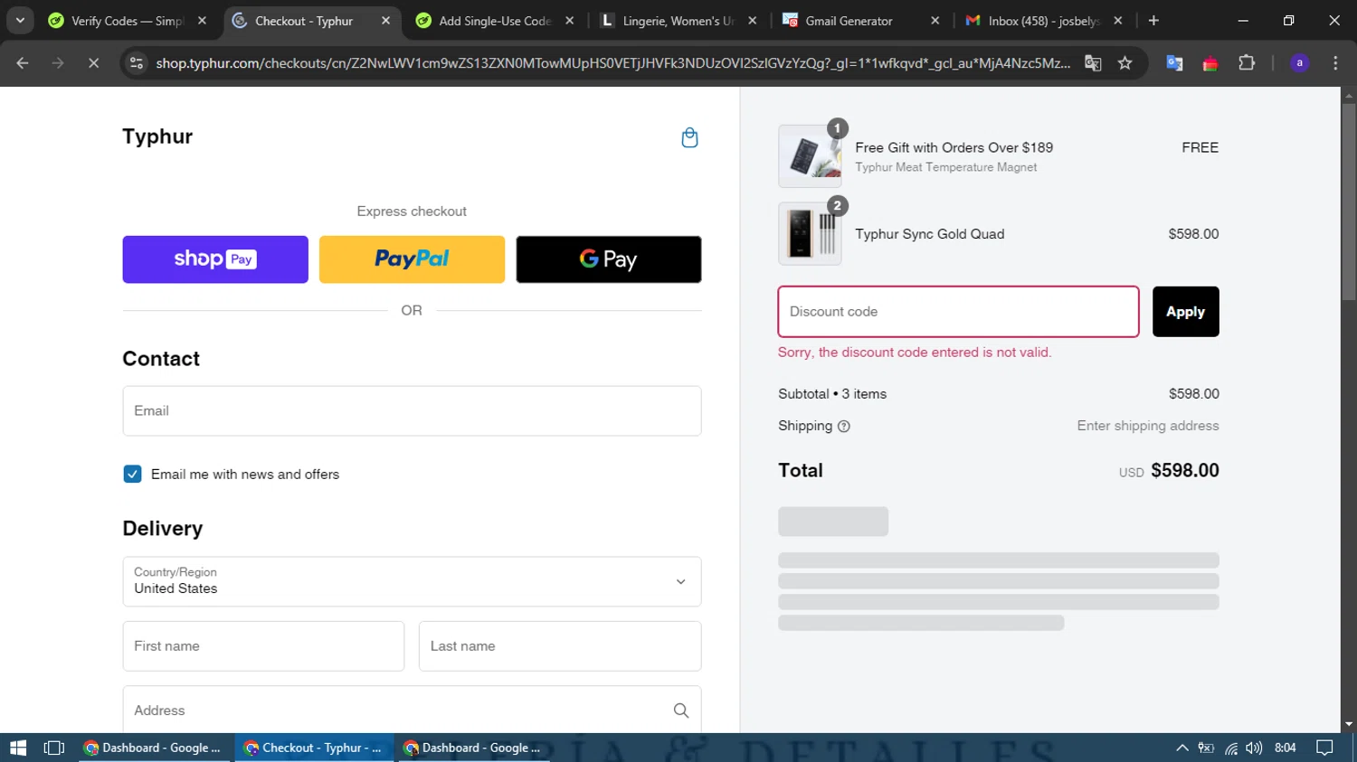 Typhur discount code screenshot showing code simplycodes20 applied at Typhur checkout page. Uploaded by SimplyCodes community member TreasureCurator3039 on Jan 2, 2025