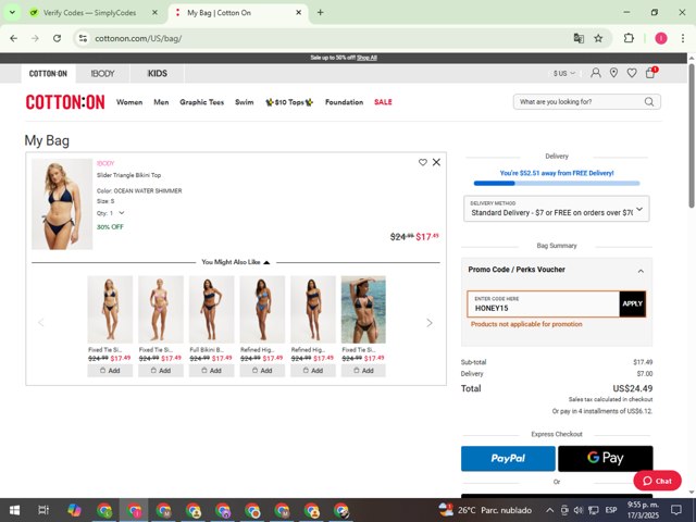 Typo checkout page showing Typo promo code box | Screenshot taken by SimplyCodes community member on Mar 18, 2025