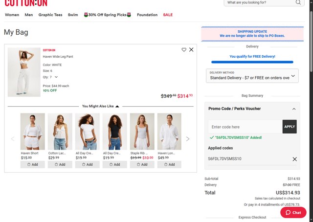 Typo checkout page showing Typo promo code box | Screenshot taken by SimplyCodes community member on Apr 22, 2025