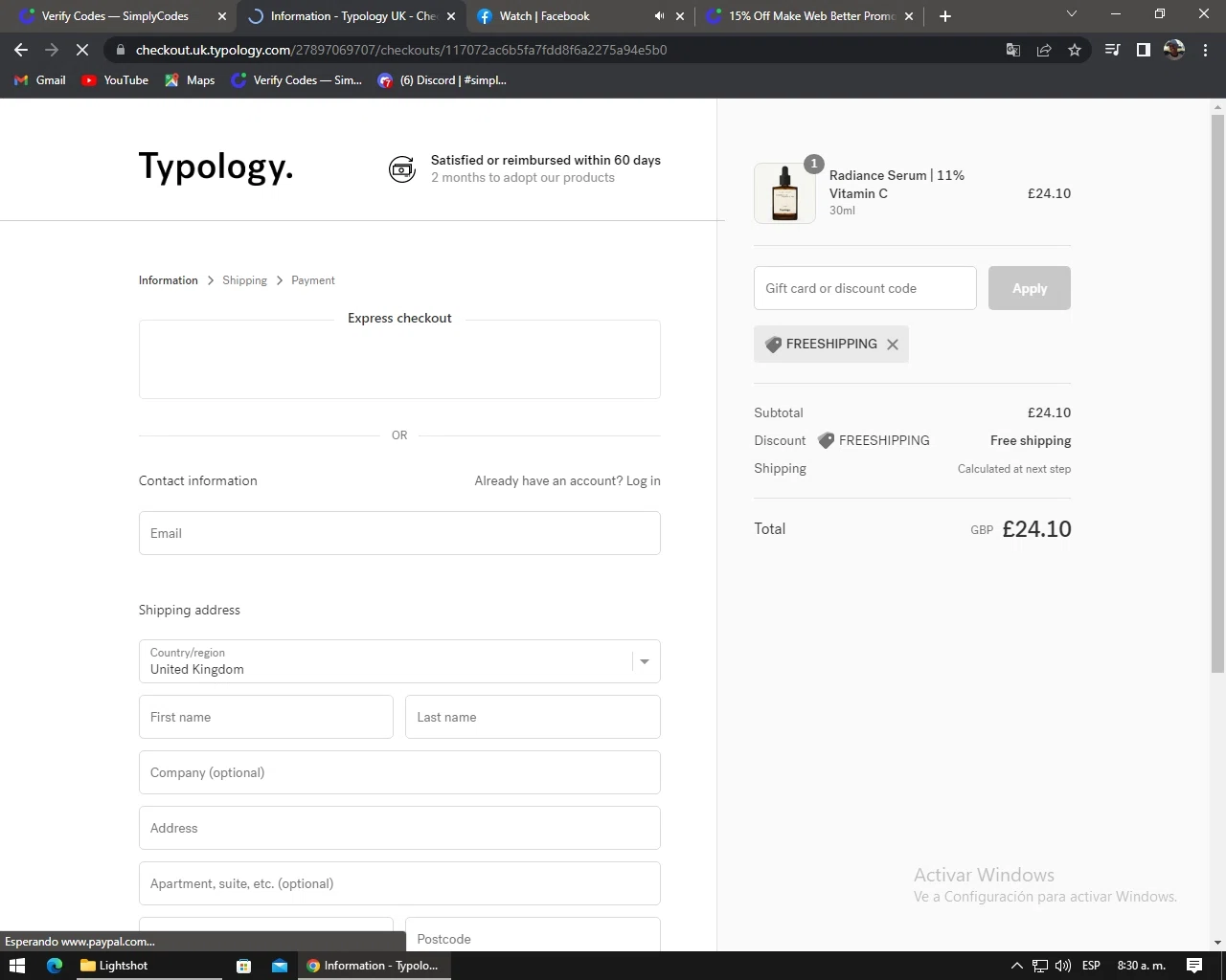 Typology checkout page showing Typology promo code box | Screenshot taken by SimplyCodes community member on Sep 23, 2022