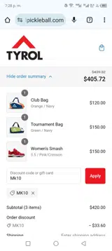 Mk10 coupon verification screenshot