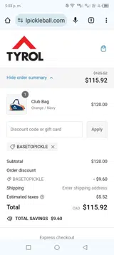 Basetopickle coupon verification screenshot