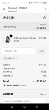 SIMPLE coupon verification screenshot