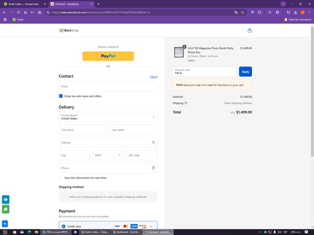 UBackdrop checkout page showing UBackdrop coupon code box | Screenshot taken by SimplyCodes community member on Sep 4, 2025