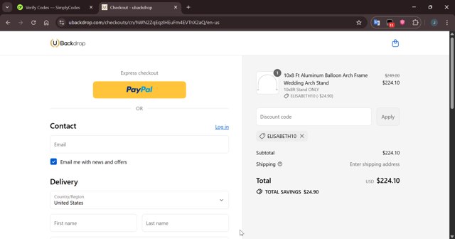 UBackdrop checkout page showing UBackdrop coupon code box | Screenshot taken by SimplyCodes community member on Sep 4, 2025