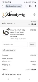 BEAUTY25 coupon verification screenshot