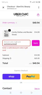 summersurvivor coupon verification screenshot