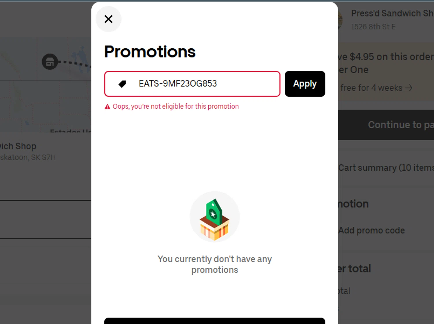 Promo code for new user on uber eats online