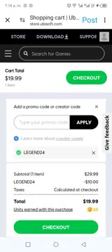Legend24 coupon verification screenshot