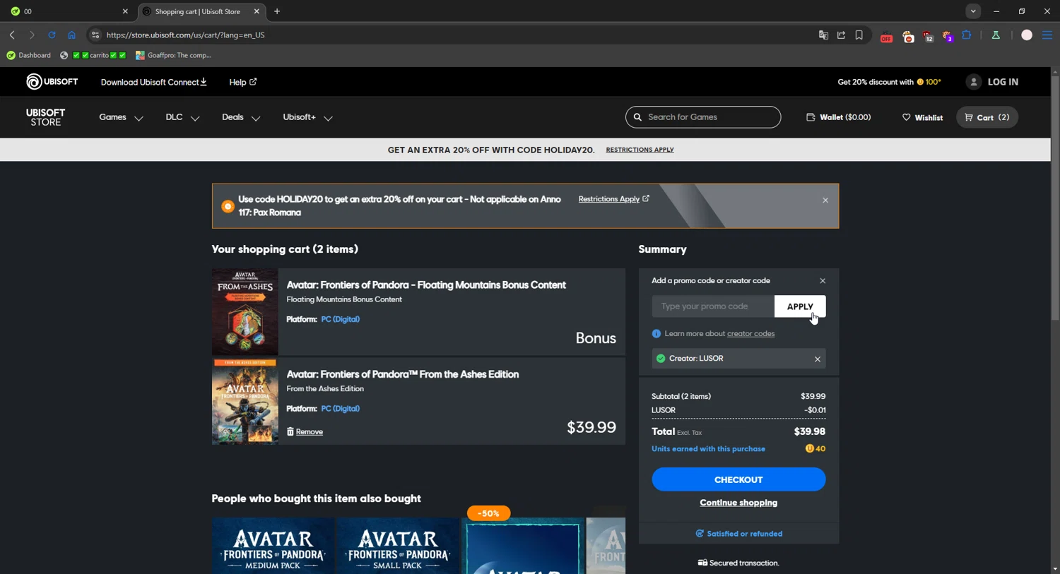 Ubisoft Store promo code screenshot showing code LUSOR applied at Ubisoft Store checkout page. Uploaded by SimplyCodes community member connyshan2154 on Nov 30, 2025