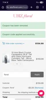 floral coupon verification screenshot