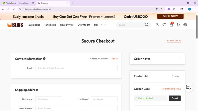 Ublins checkout page showing Ublins coupon code box | Screenshot taken by SimplyCodes community member on Aug 22, 2025