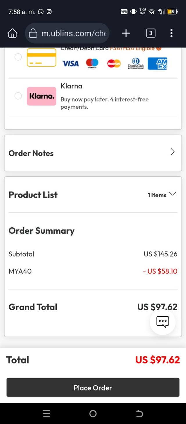 Ublins checkout page showing Ublins coupon code box | Screenshot taken by SimplyCodes community member on Aug 17, 2025