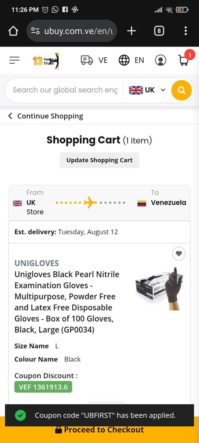 Ubuy checkout page showing Ubuy promo code box | Screenshot taken by SimplyCodes community member on Aug 4, 2025