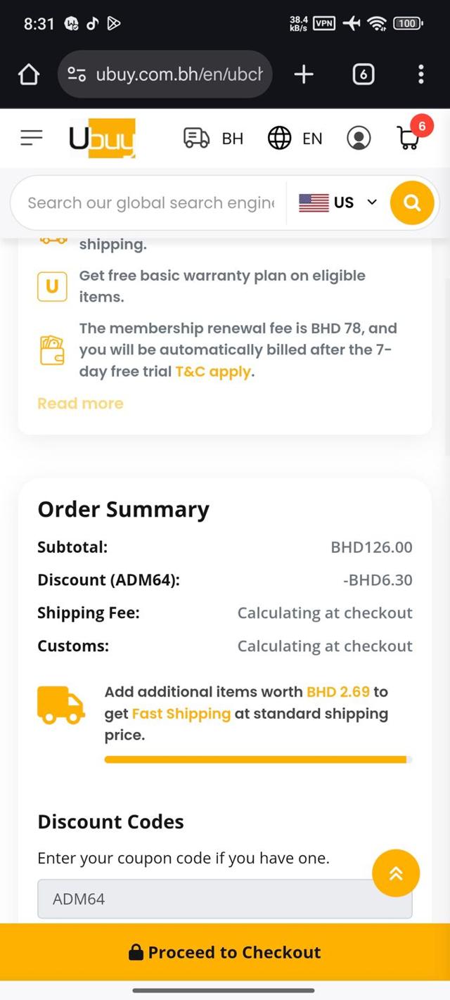 Ubuy checkout page showing Ubuy promo code box | Screenshot taken by SimplyCodes community member on Jul 15, 2025