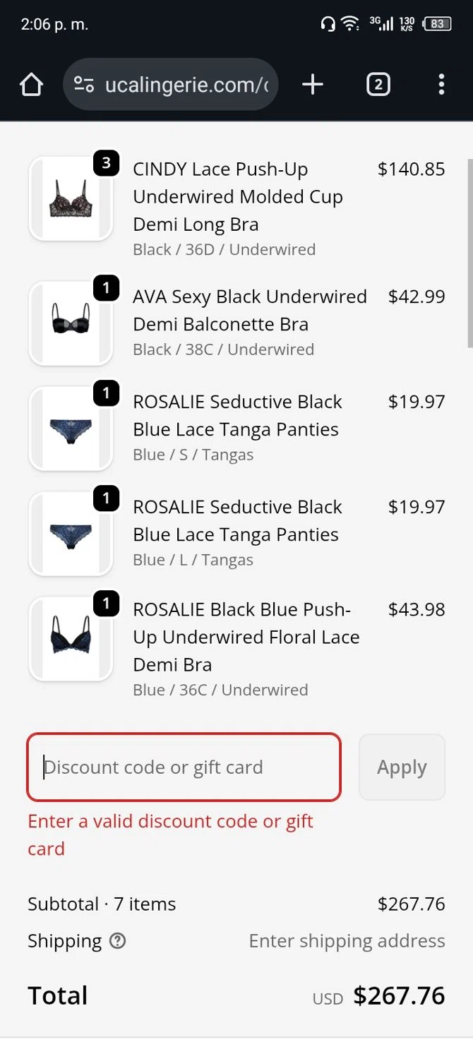 UCA Lingerie promo code screenshot showing code Welcome15 applied at UCA Lingerie checkout page. Uploaded by SimplyCodes community member Rafita on Nov 22, 2025