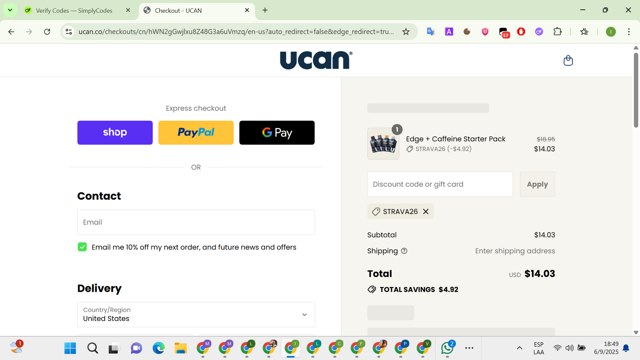 UCAN checkout page showing UCAN promo code box | Screenshot taken by SimplyCodes community member on Sep 6, 2025