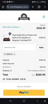 10OFF coupon verification screenshot