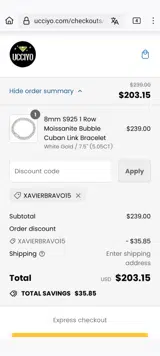 XAVIERBRAVO15 coupon verification screenshot
