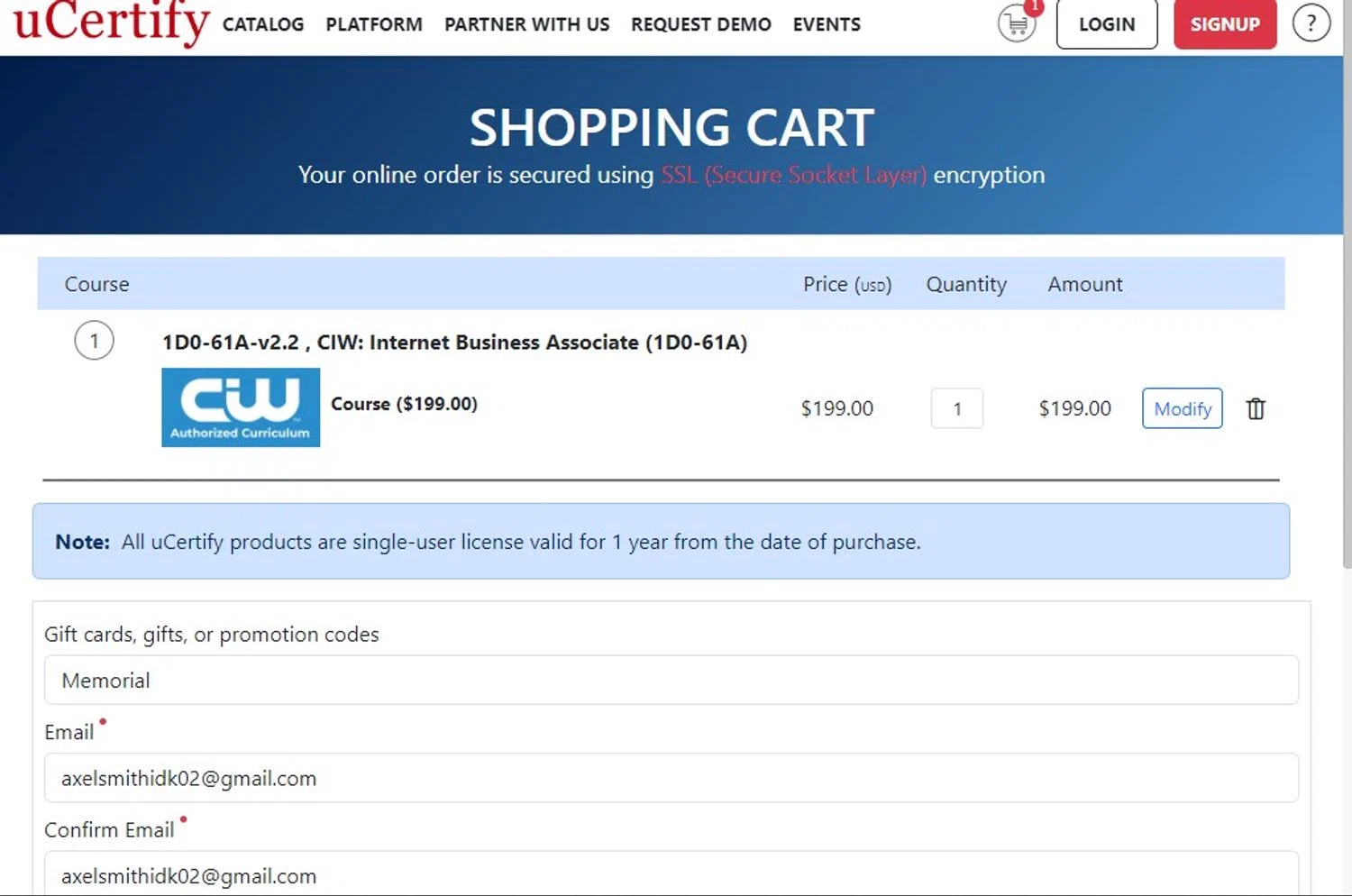 where to use Universal Class promo code box