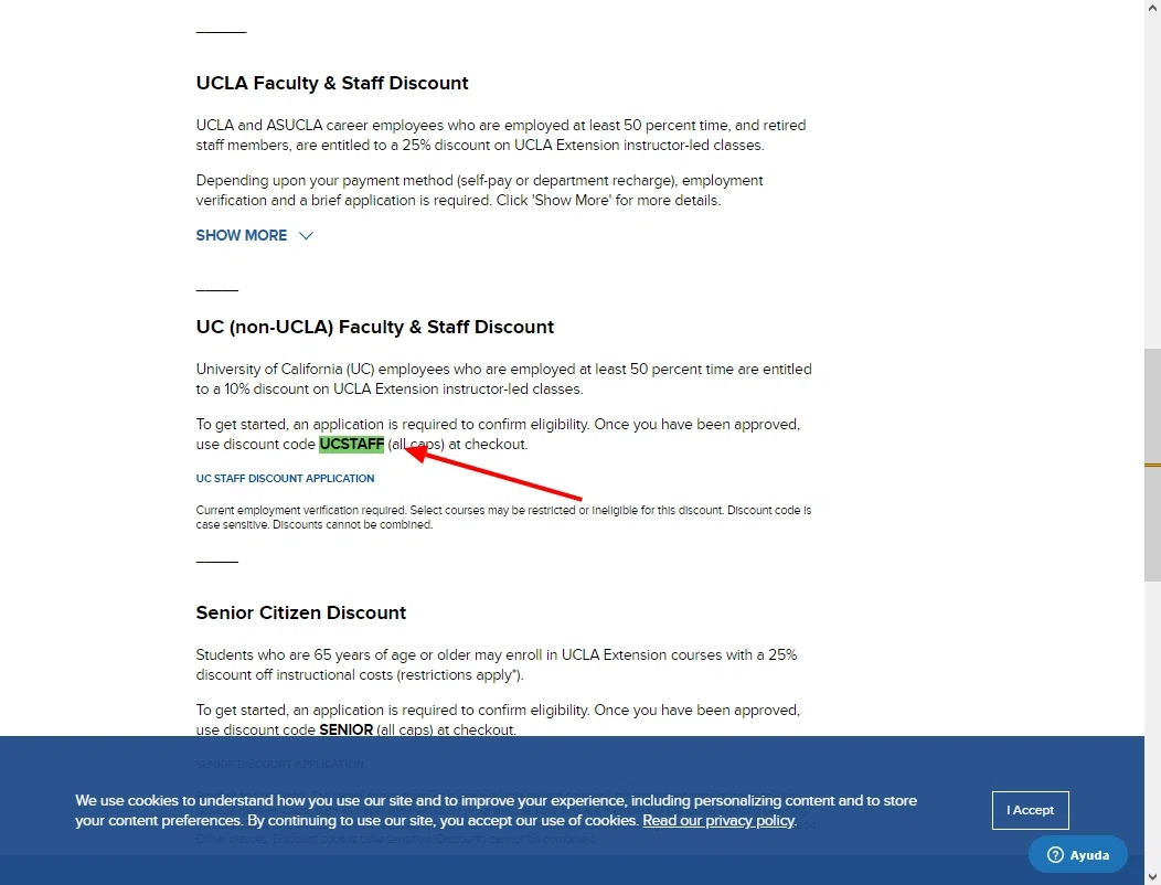 where to use UCLA Extension promo code box