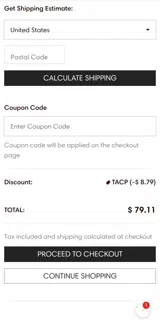 TACP coupon verification screenshot