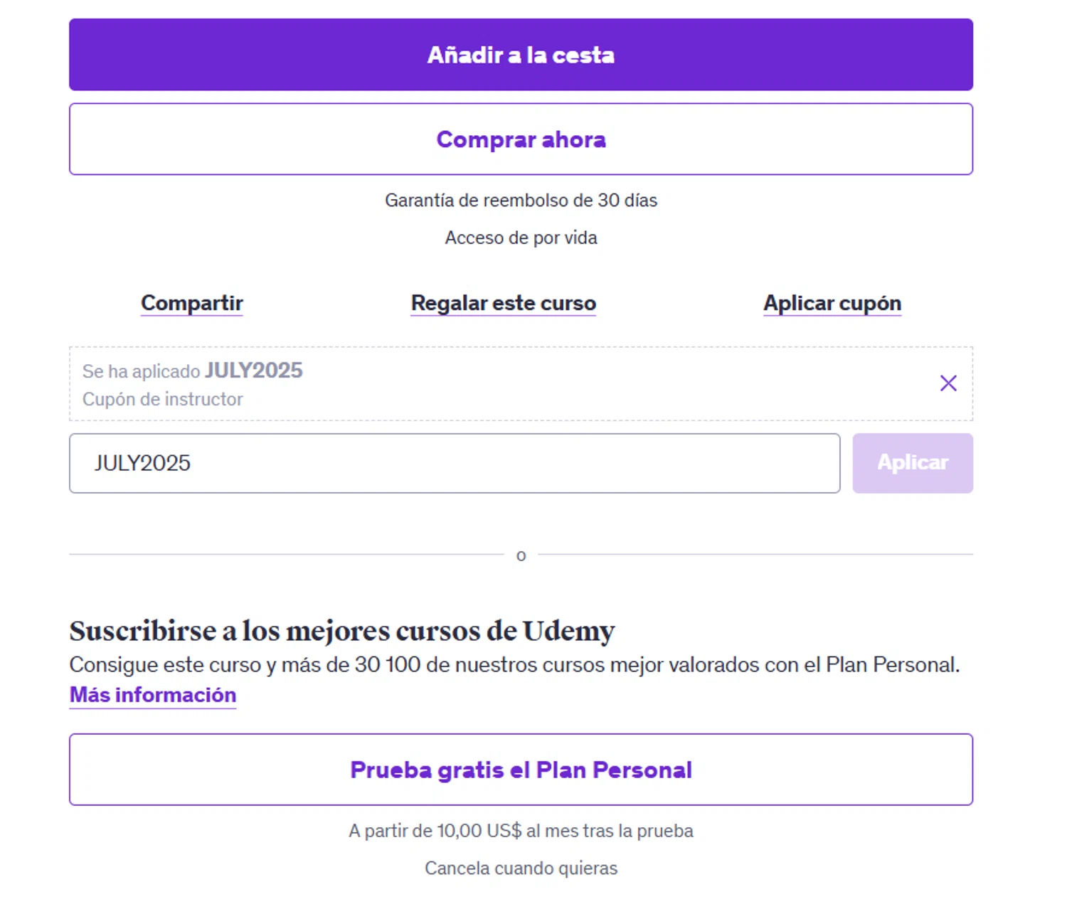 Udemy coupon code screenshot showing code JULY2025 applied at Udemy checkout page. Uploaded by SimplyCodes community member steve_jeff on Jul 28, 2025
