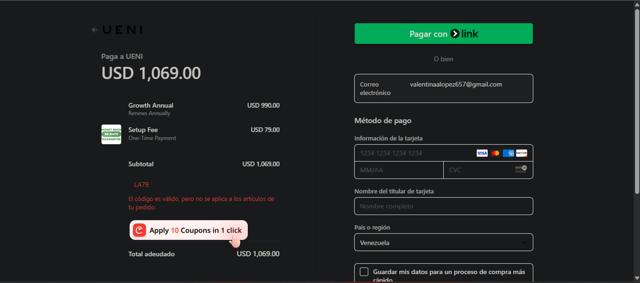 UENI US checkout page showing UENI US promo code box | Screenshot taken by SimplyCodes community member on Aug 8, 2025
