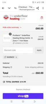 WARM20 coupon verification screenshot