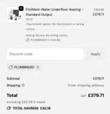 PLUMBING10 coupon verification screenshot
