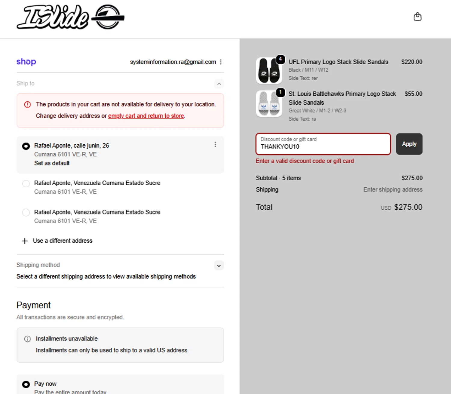 UFL Store promo code screenshot showing code THANKYOU10 applied at UFL Store checkout page. Uploaded by SimplyCodes community member FortunateChaser8551 on Oct 29, 2025