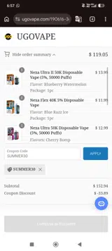 Ugovape coupon verification screenshot