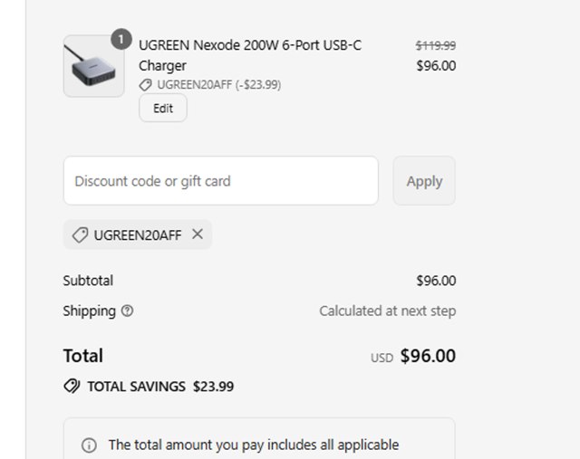 Ugreen checkout page showing Ugreen discount code box | Screenshot taken by SimplyCodes community member on Sep 3, 2025