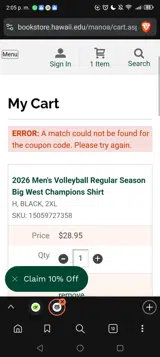 Hday coupon verification screenshot
