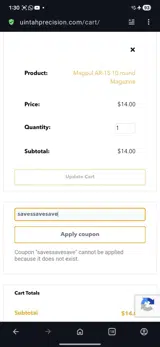 Uintah Precision coupon verification screenshot