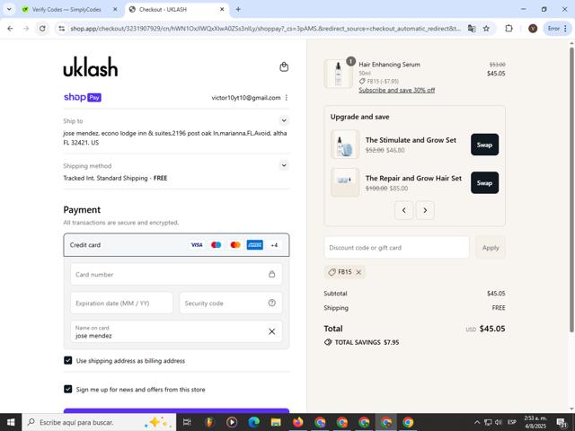 Uklash UK checkout page showing Uklash UK discount code box | Screenshot taken by SimplyCodes community member on Aug 4, 2025