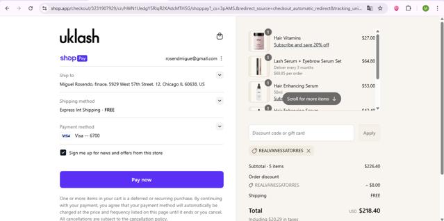 Uklash UK checkout page showing Uklash UK discount code box | Screenshot taken by SimplyCodes community member on Aug 6, 2025
