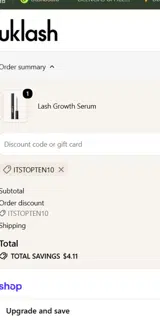 UKLASH coupon verification screenshot