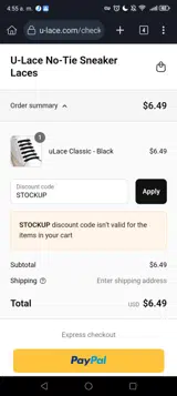 STOCKUP coupon verification screenshot